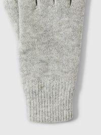 WOOL BLEND RIBBED GLOVES, Light Grey Melange, highres