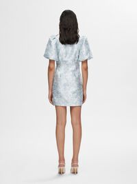 FLORAL JACQUARD MINI DRESS, Sky Blue, highres