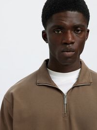 HALF ZIP SWEATSHIRT, Chocolate Chip, highres