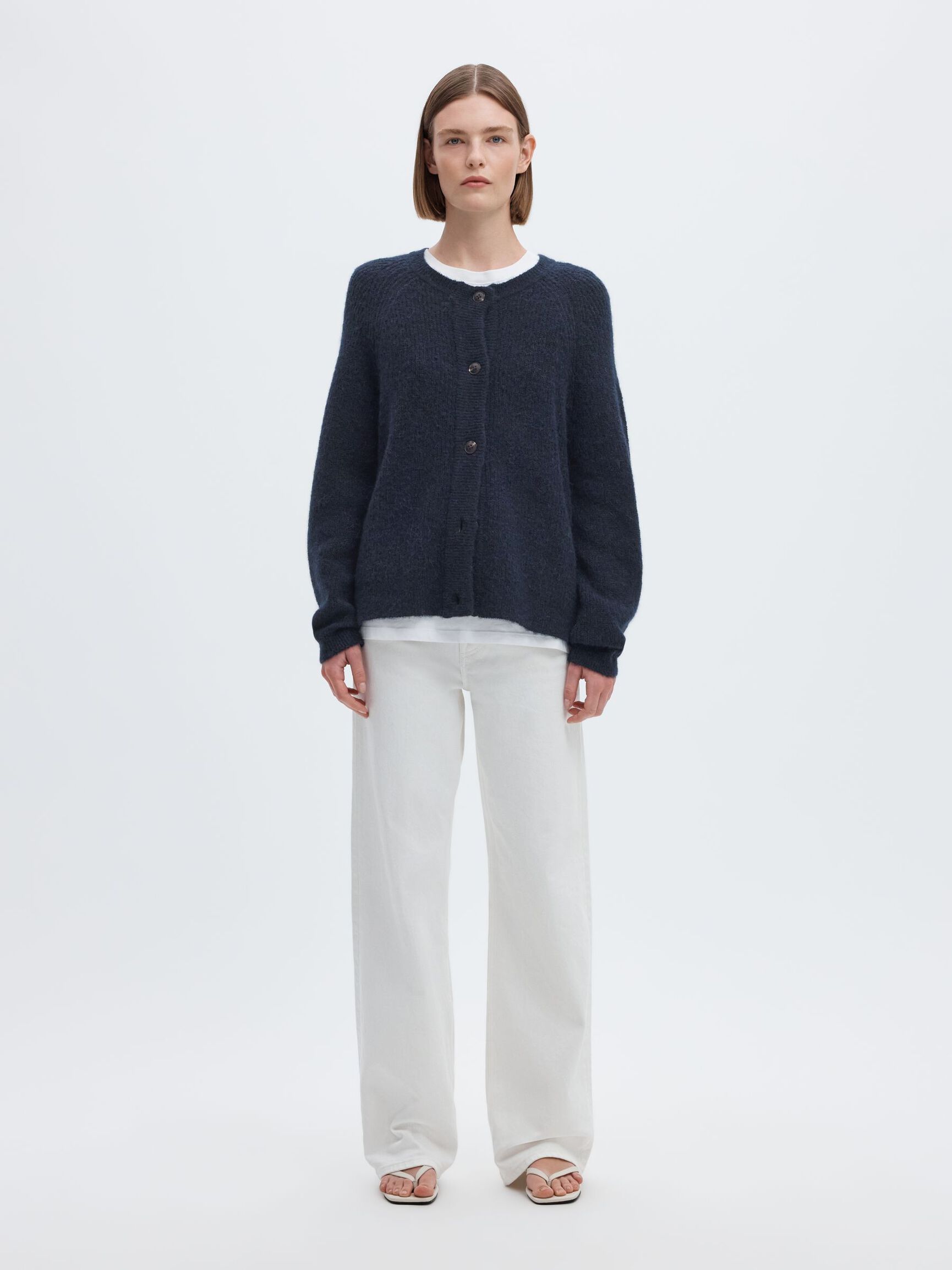 WOOL BLEND CARDIGAN, Dark Sapphire, highres