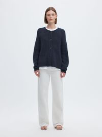 WOOL BLEND CARDIGAN, Dark Sapphire, highres