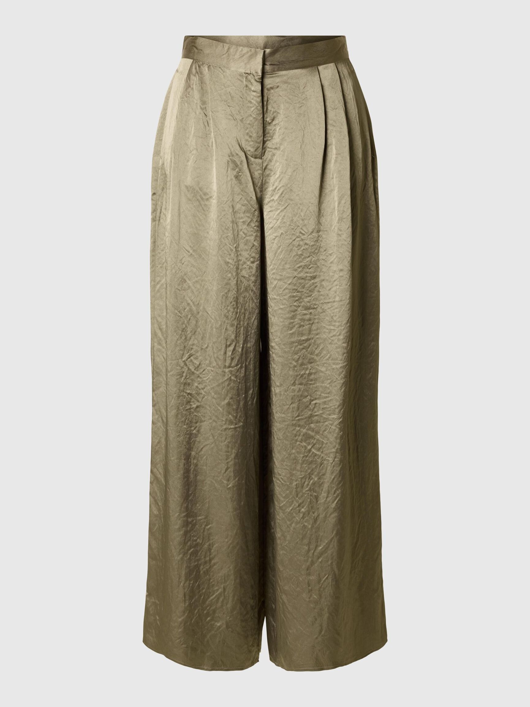 EXTRA WIJD SATIJNEN BROEK, Vetiver, highres