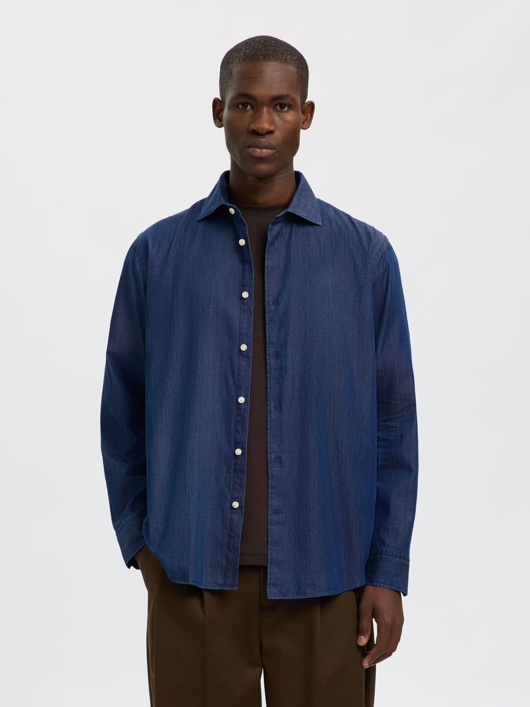 REGULAR FIT JEANSHEMD, Dark Blue Denim, highres