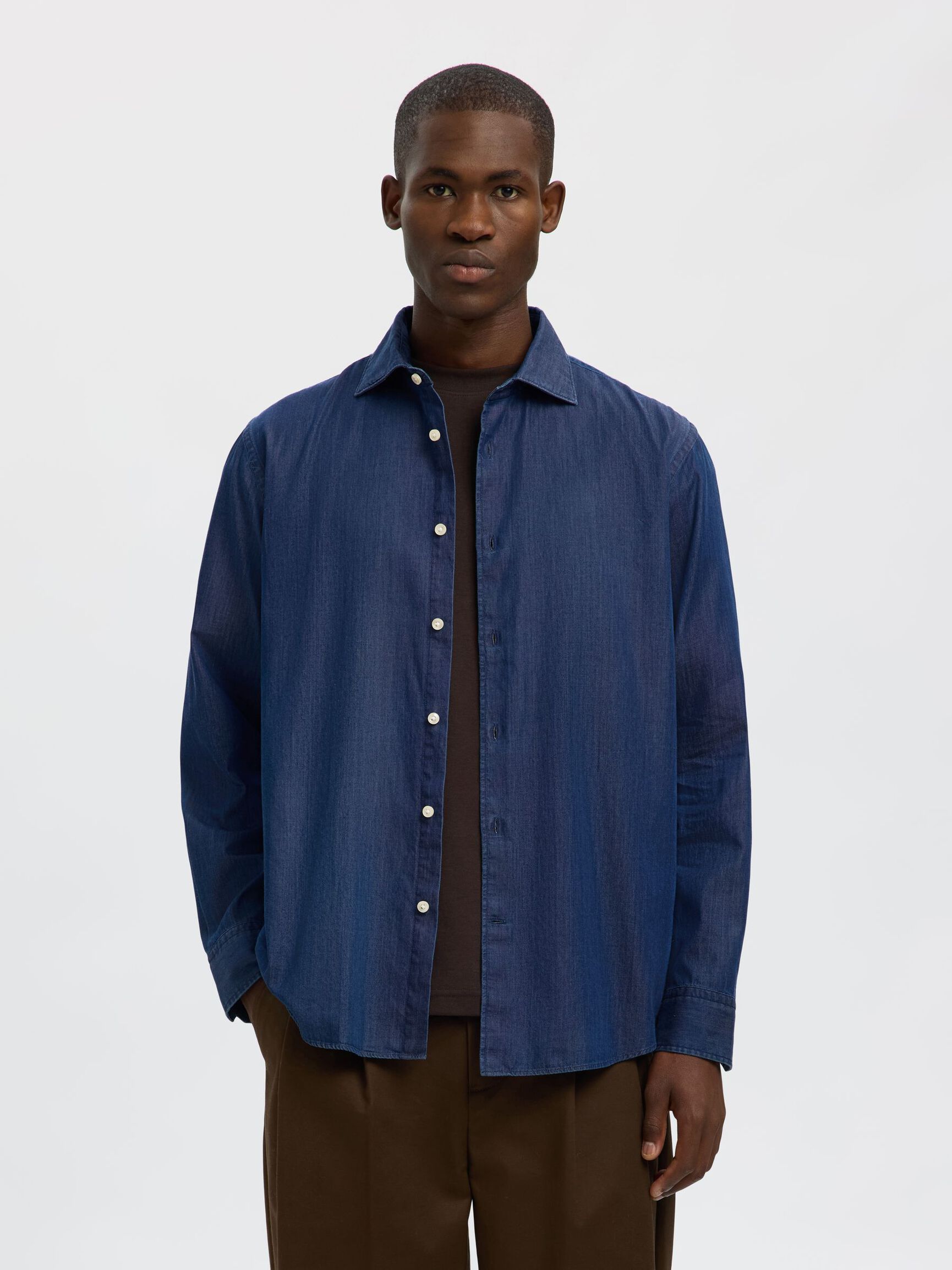 REGULAR FIT JEANSHEMD, Dark Blue Denim, highres