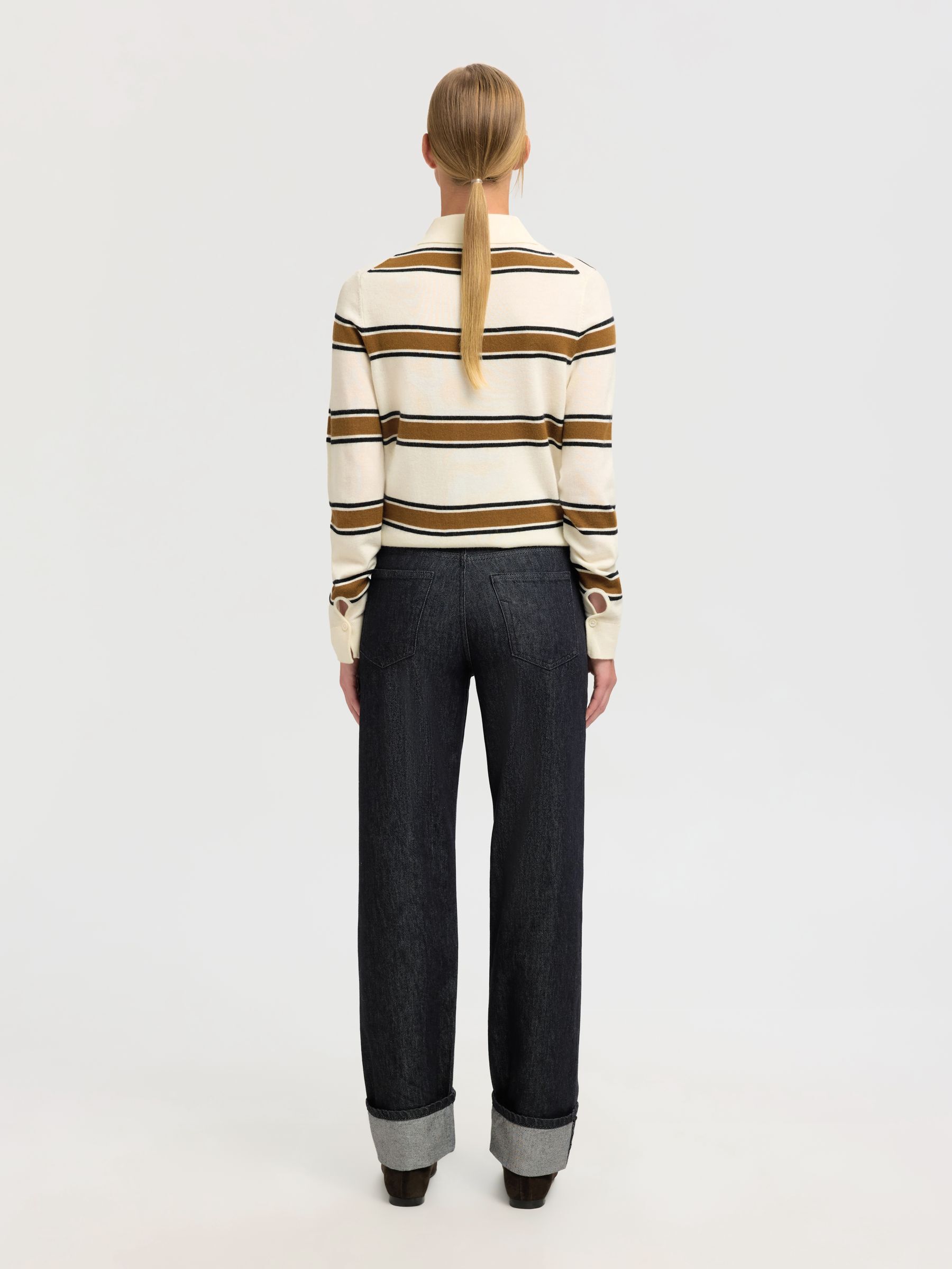 FOLD UP CUFFS STRAIGHT FIT JEANS, Black Denim, highres