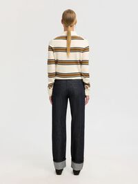 FOLD UP CUFFS STRAIGHT FIT JEANS, Black Denim, highres