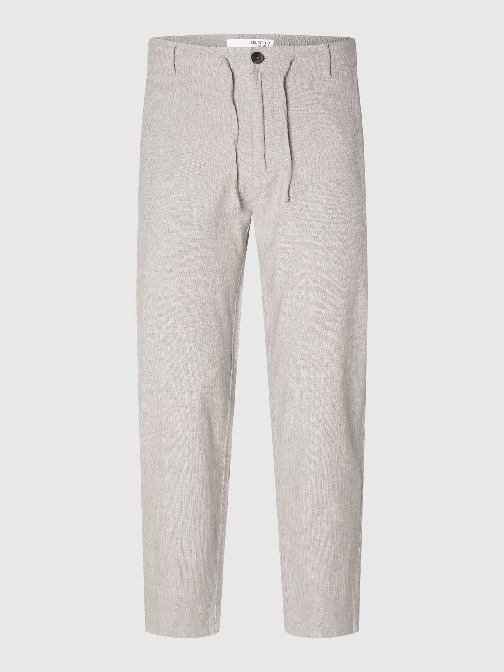 SLIM TAPERED LEINENMIX HOSE, Pure Cashmere, highres