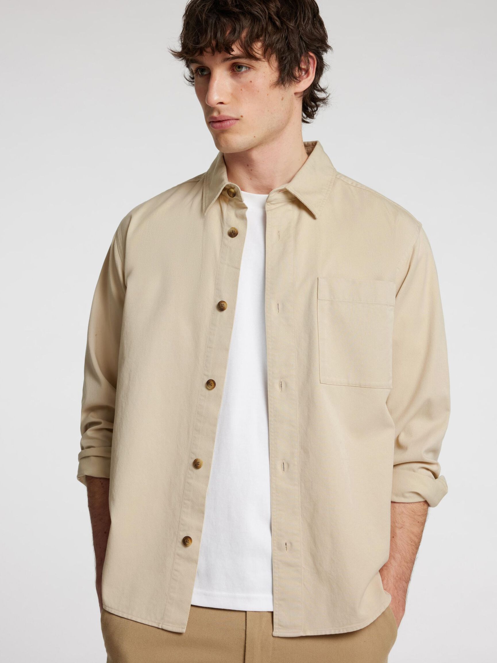 LONG SLEEVED OVERSHIRT, Oatmeal, highres