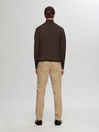 LONG-SLEEVED ROLL NECK PULLOVER, Chocolate Torte, highres
