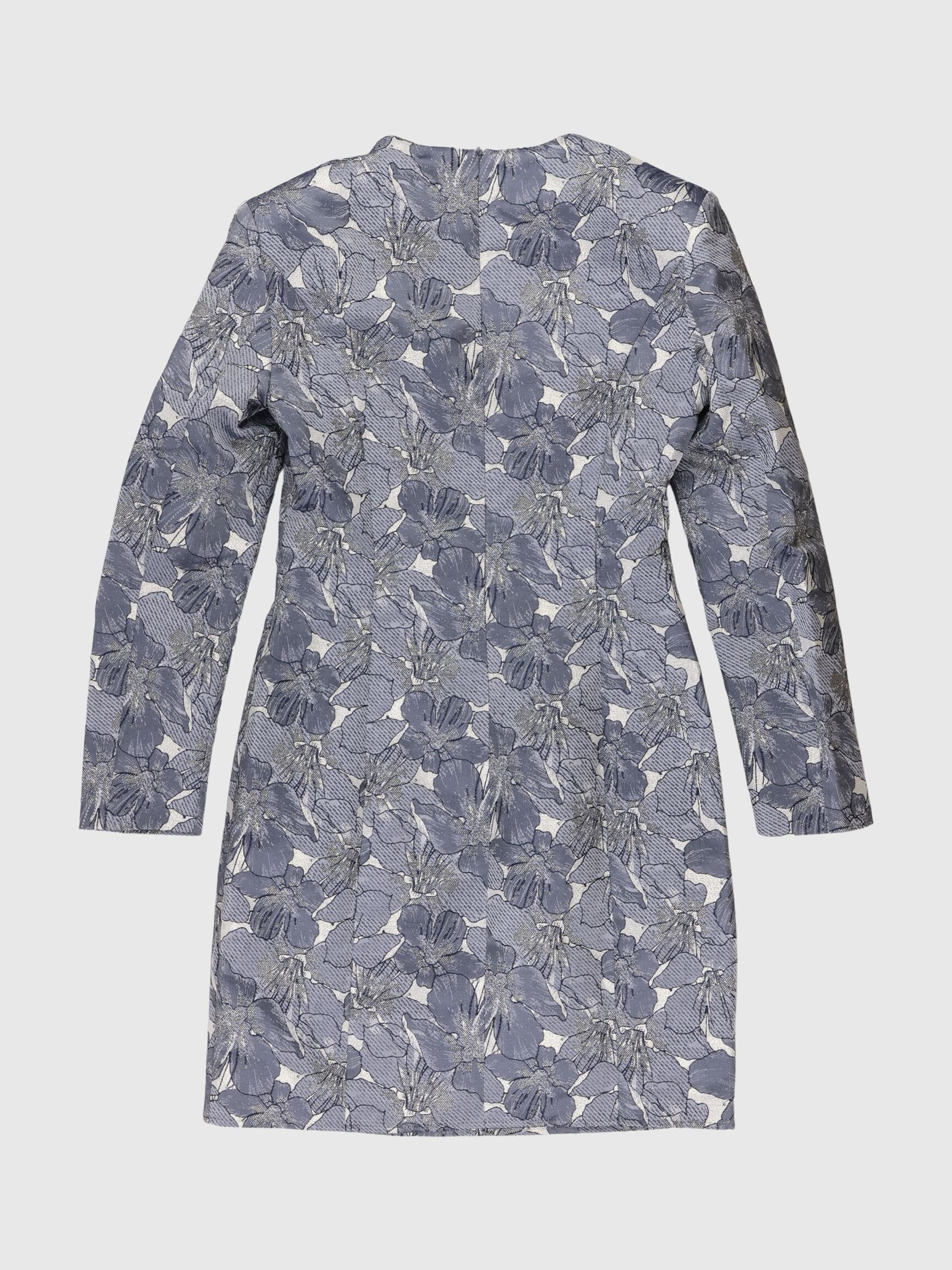 STRUCTURED FLORAL MINI DRESS, Silver, highres