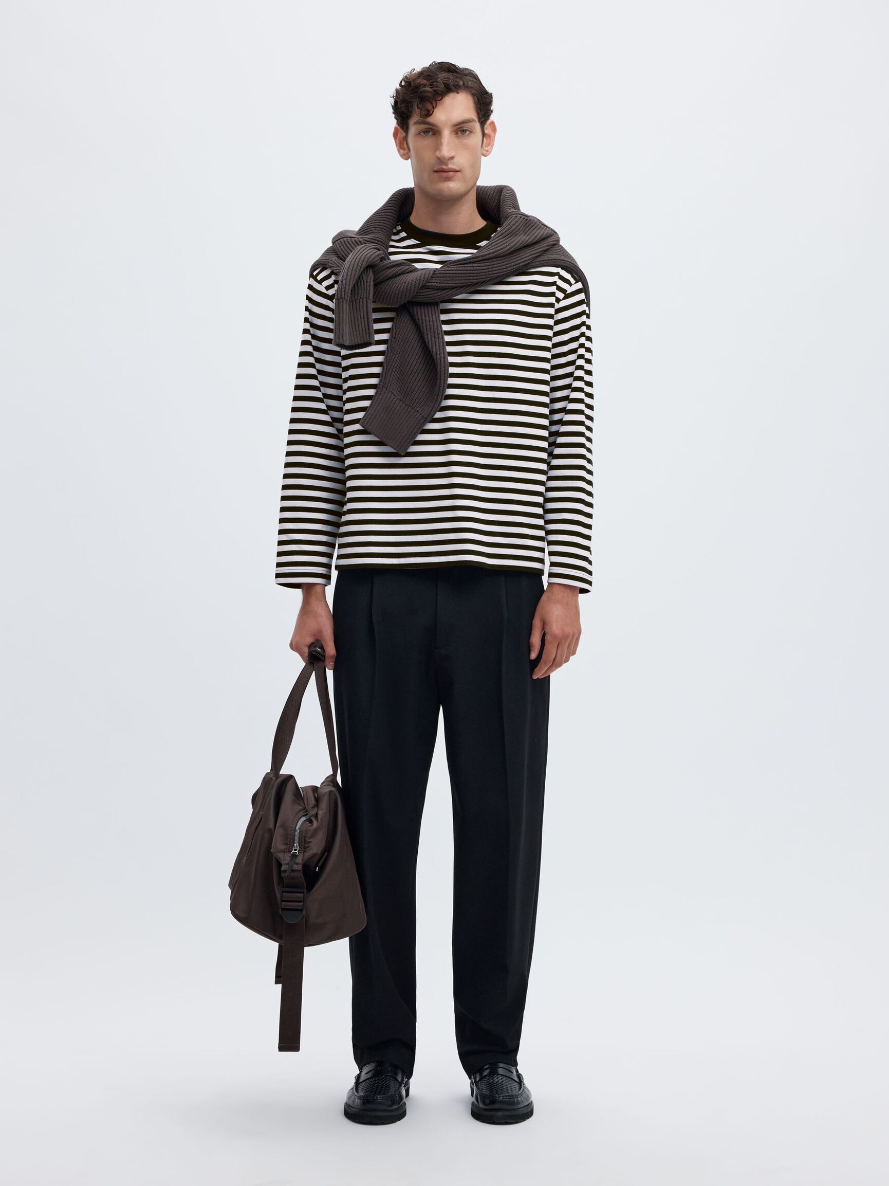 RELAXED FIT LONG-SLEEVED T-SHIRT, Black, highres
