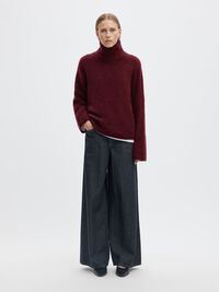 WOOL BLEND HIGH-NECK JUMPER, Tawny Port, highres