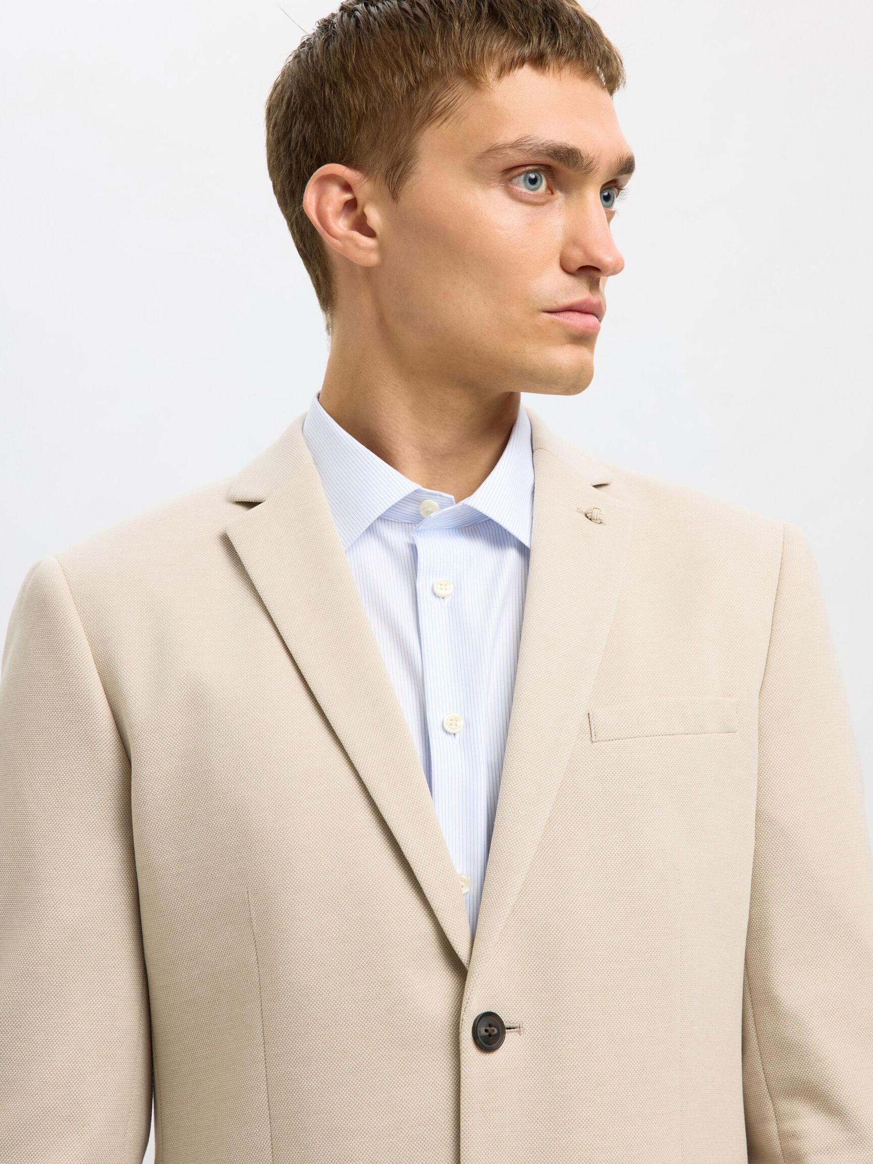 SINGLE BREASTED SLIM-FIT BLAZER, Sand, highres