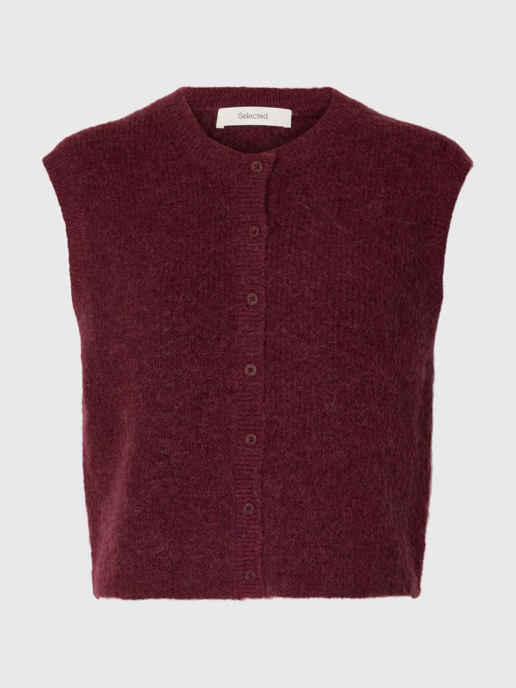WOOL BLEND  WAISTCOAT, Tawny Port, highres