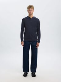 100 % LAINE MÉRINOS POLO EN MAILLE, Navy Blazer, highres