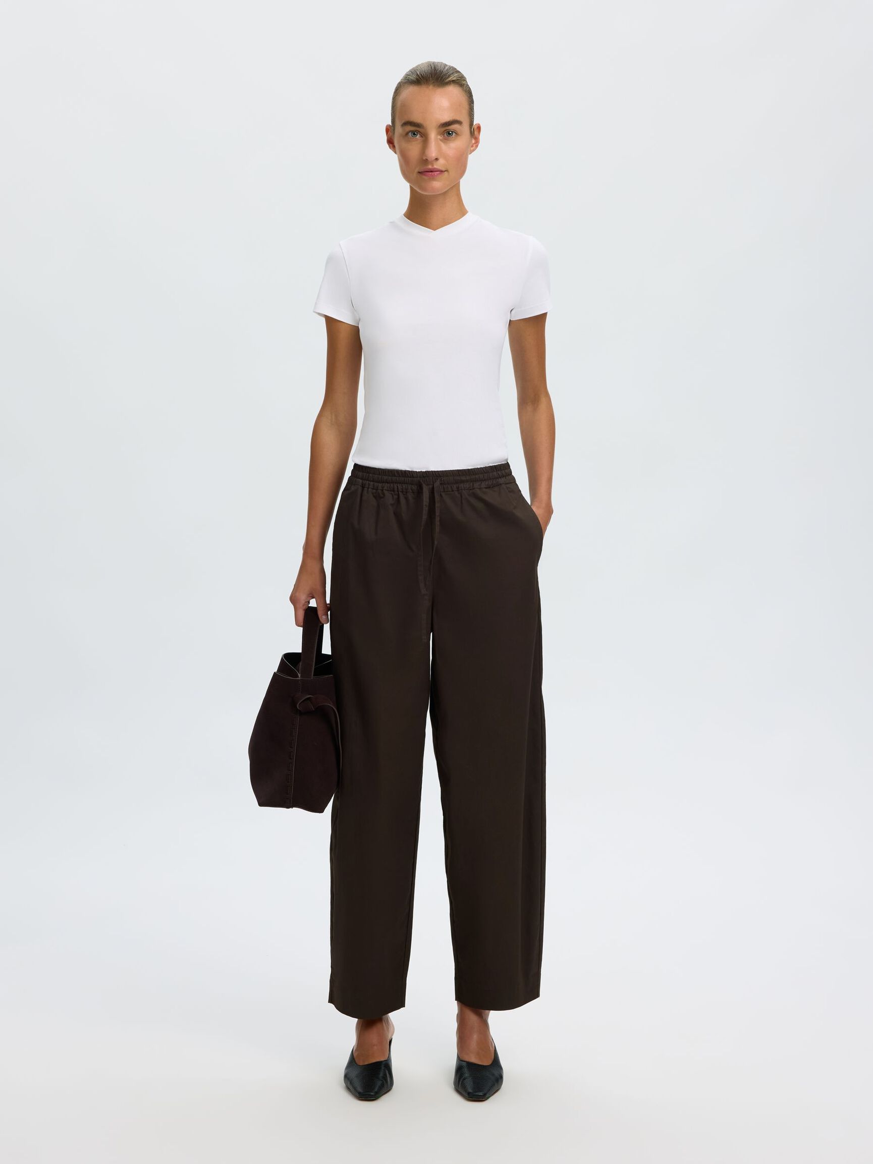 COTTON BLEND BARREL FIT TROUSERS, Delicioso, highres