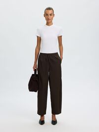 COTTON BLEND BARREL FIT TROUSERS, Delicioso, highres