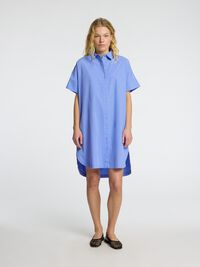 COTTON SHIRT DRESS, Cornflower Blue, highres