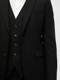 GEWEBTER WOLLGEMISCH BLAZER, Black, highres