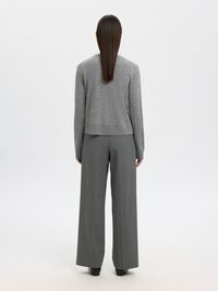 100% MERINOULD STRIKKET CARDIGAN, Medium Grey Melange, highres