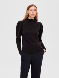 DRAPED TOP, Black, highres