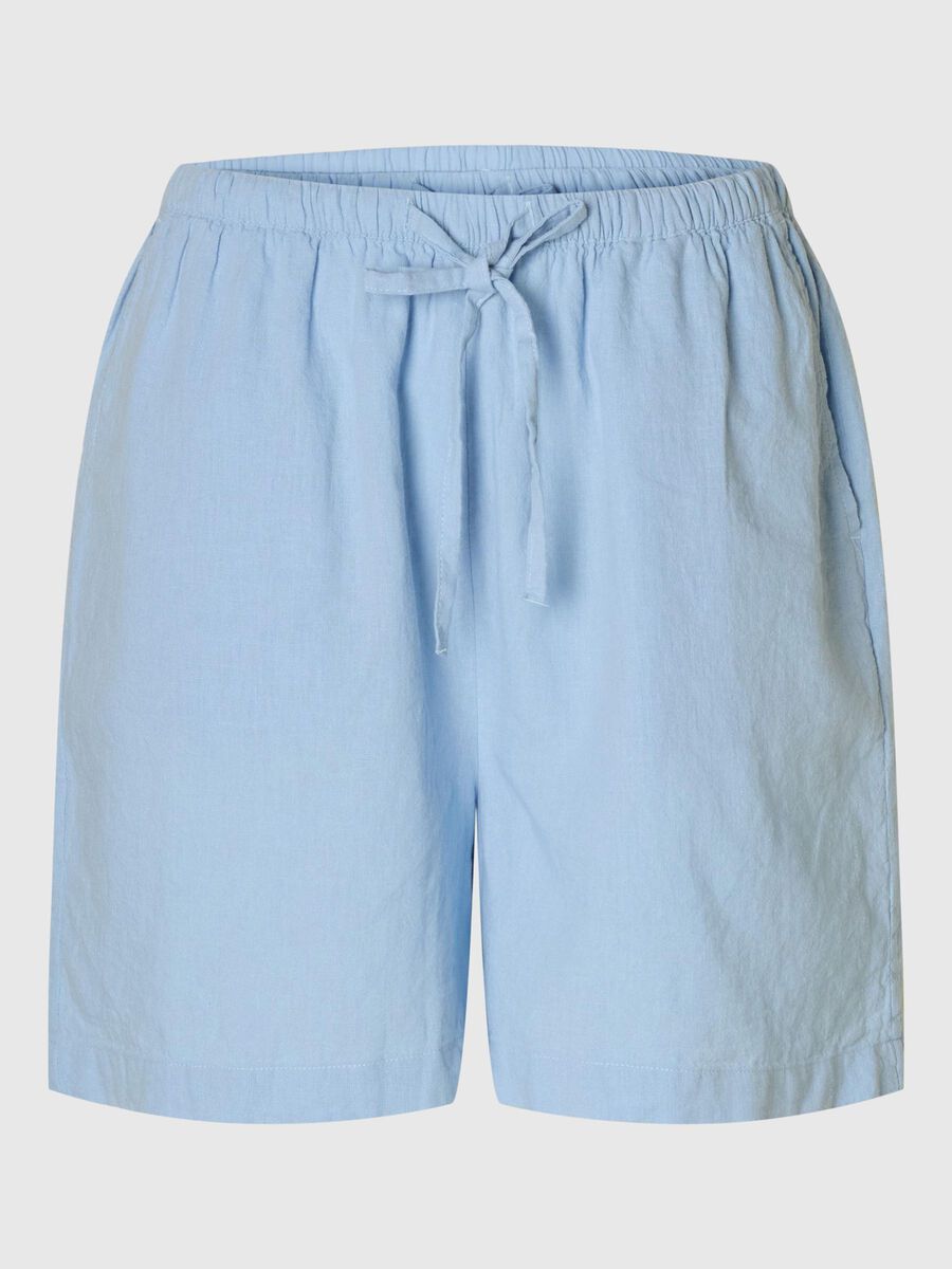 Selected MID WAIST LINEN-BLEND SHORTS, Cashmere Blue, highres - 16097919_CashmereBlue_1187486_001.jpg