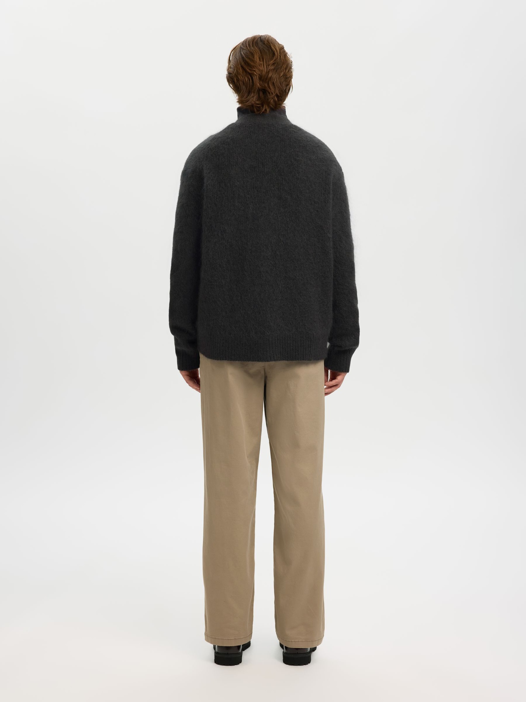 MOHAIR BLEND KNITTED CARDIGAN, Asphalt, highres