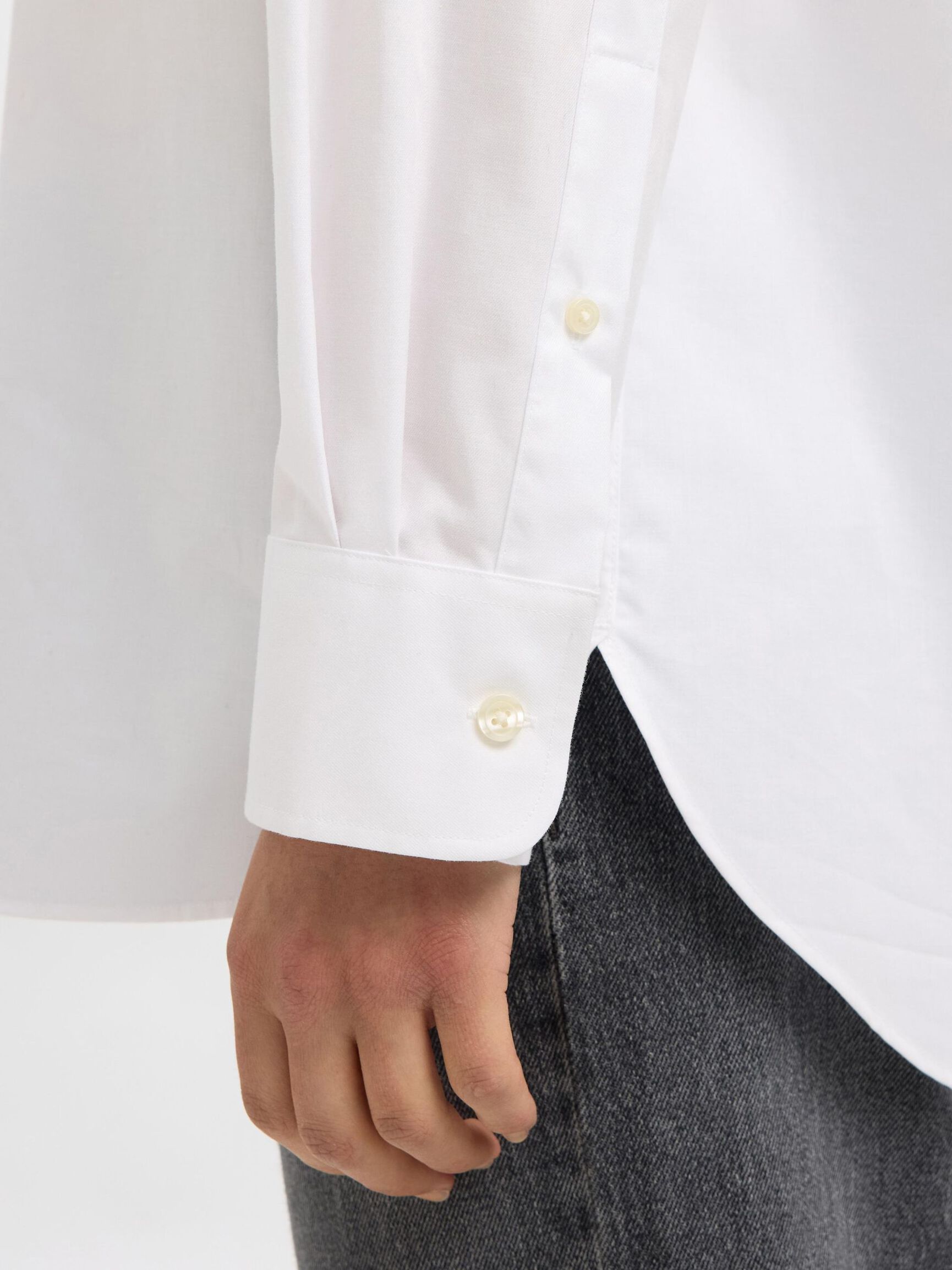 OVERSIZE EN COTON CHEMISE À MANCHES LONGUES, Bright White, highres
