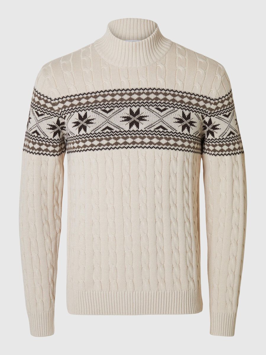 Selected HIGH NECK WEIHNACHTSPULLOVER, Bone White, highres - 16081554_BoneWhite_889028_001.jpg