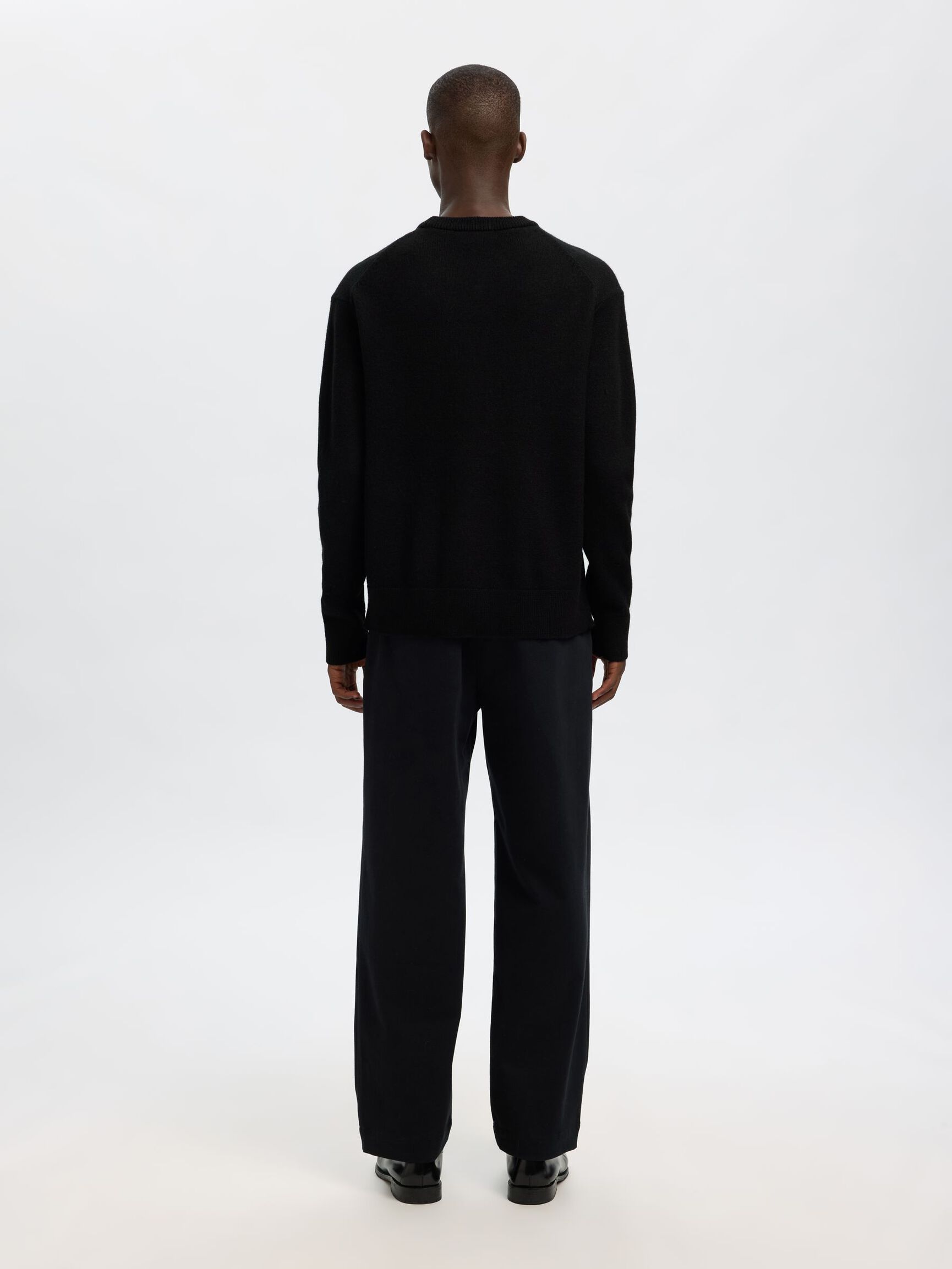 100% WOOL KNITTED JUMPER, Black, highres