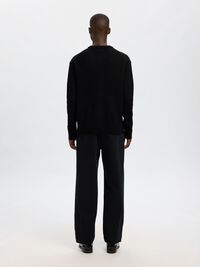 100% WOOL KNITTED JUMPER, Black, highres