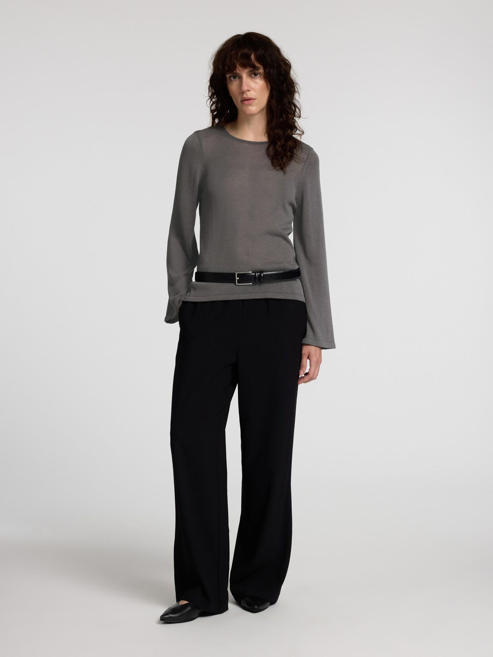 VISCOSE BLEND KNITTED TOP, Volcanic Ash, highres