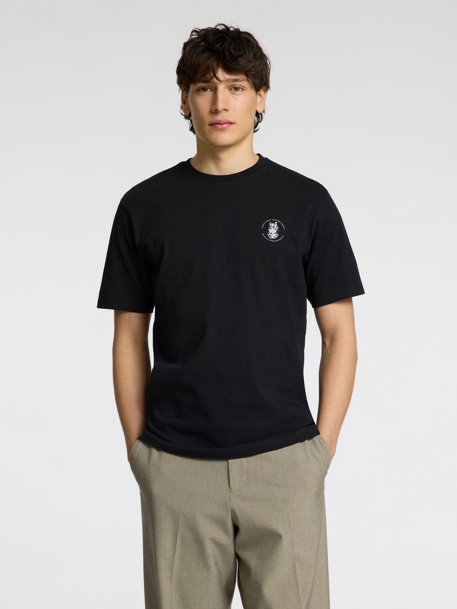 REGULAR FIT PRINTED T-SHIRT, Black, highres