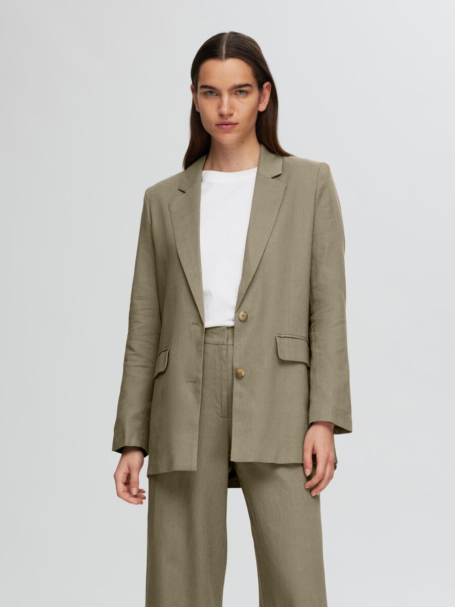 Selected RELAXED FIT LEINENMIX BLAZER, Covert Green, highres - 16096482_CovertGreen_003.jpg