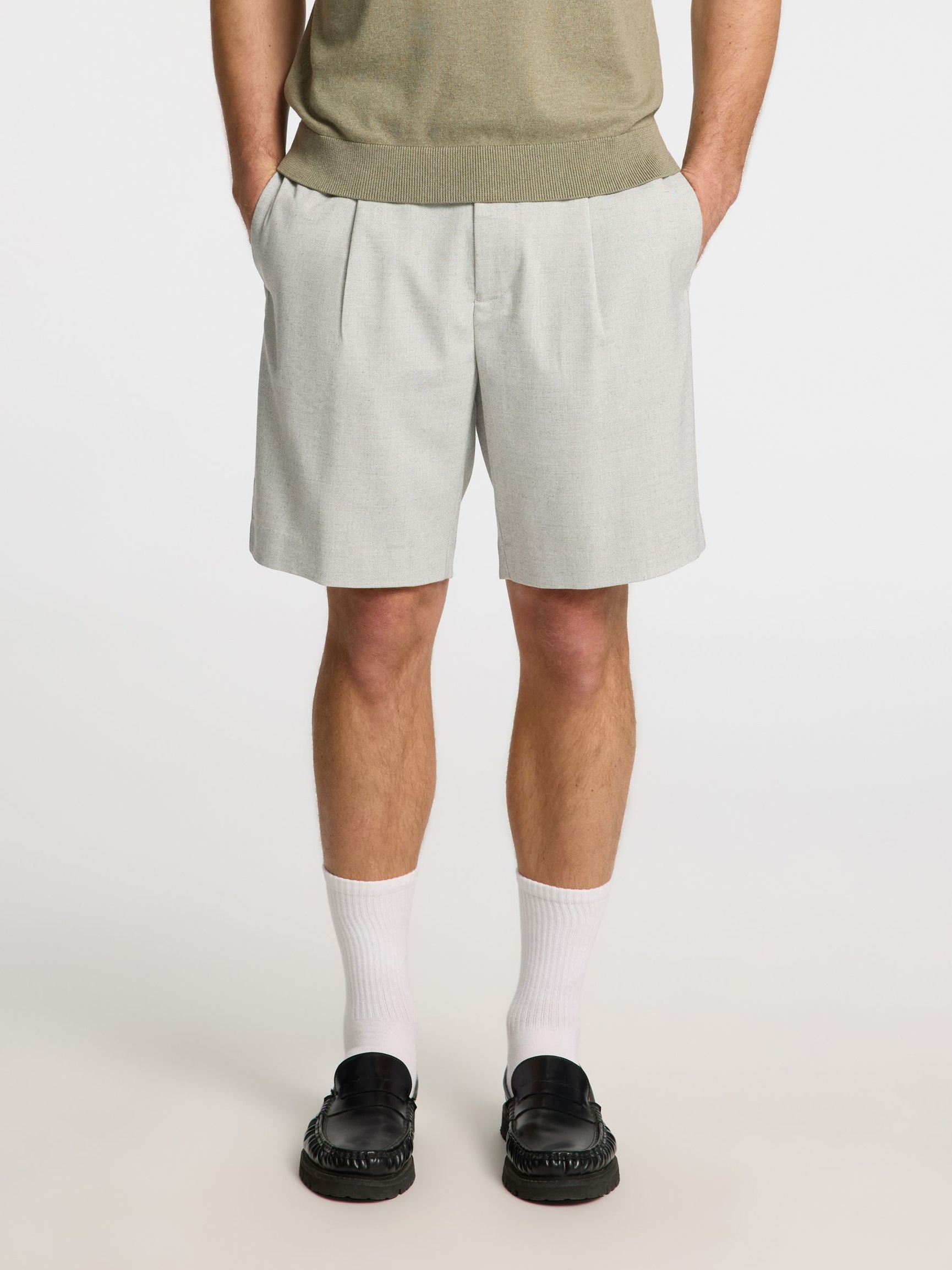 KOORD SHORTS, Light Grey Melange, highres