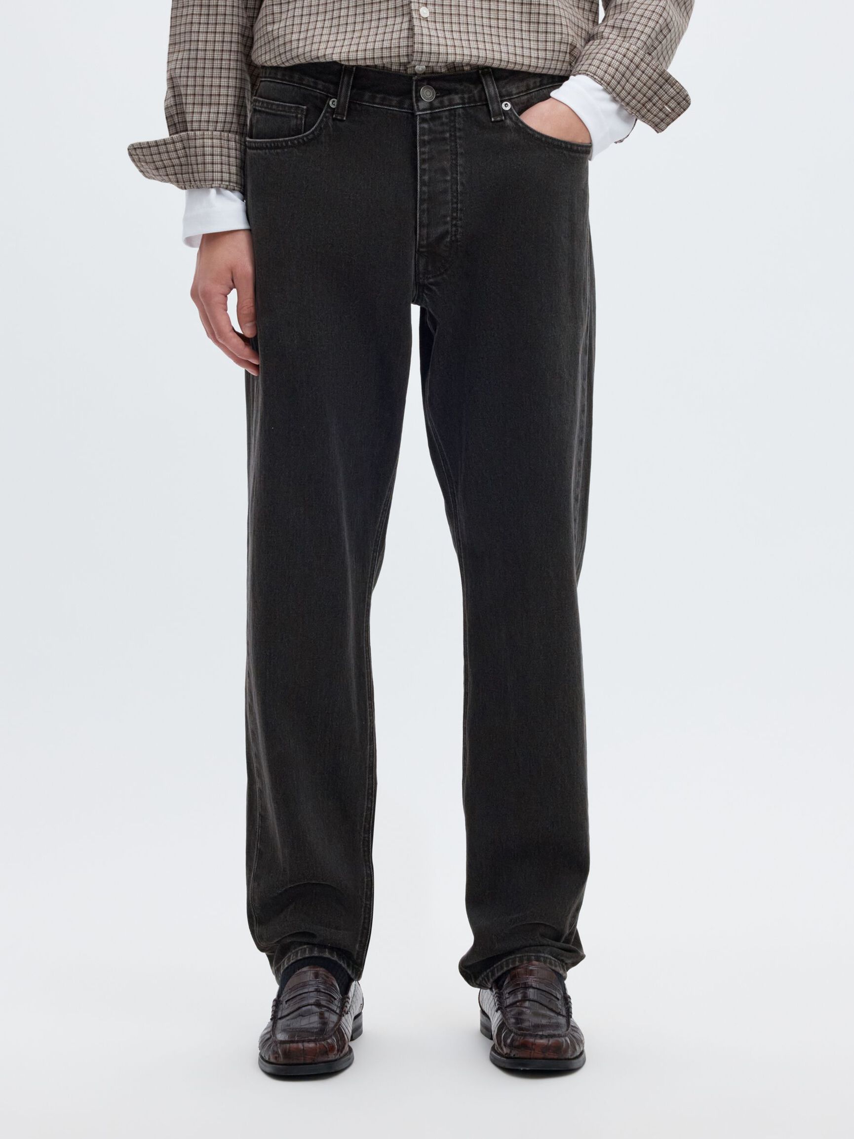 190 TAPERED FIT JEANS, Black Denim, highres