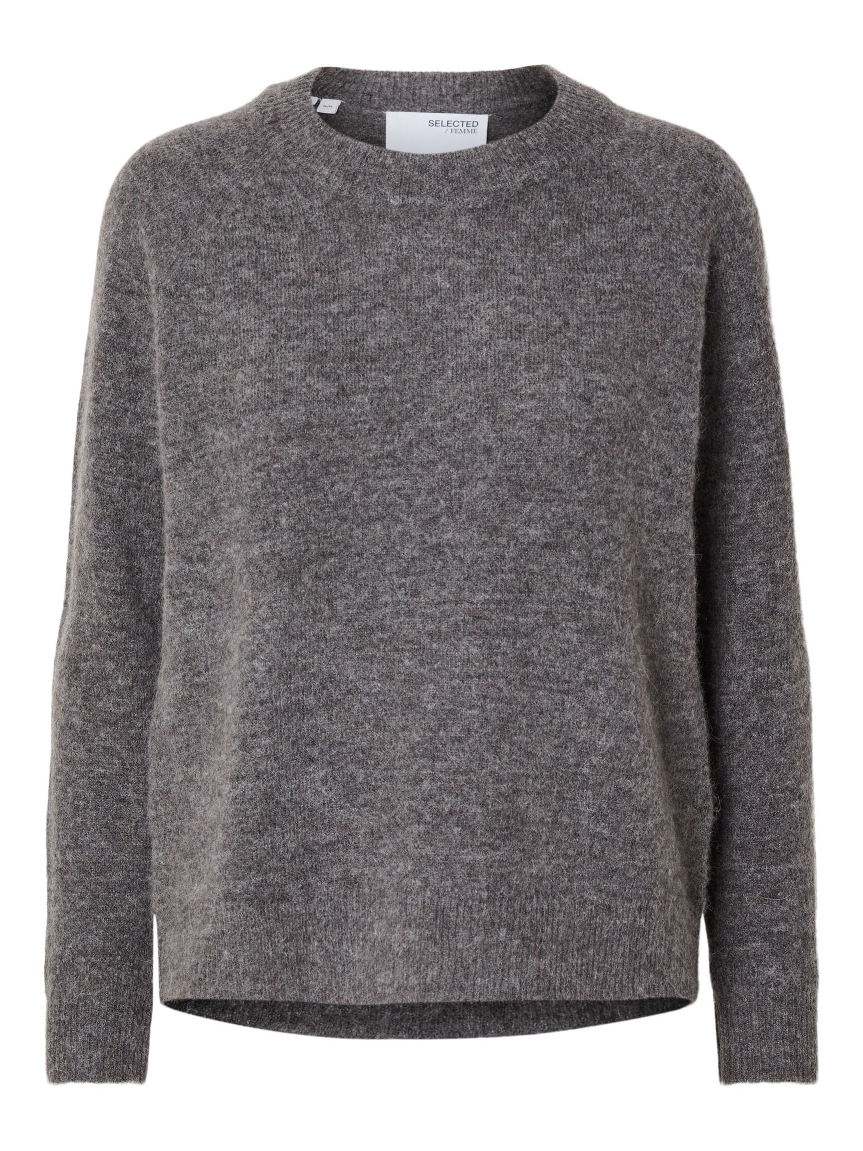 LANGE MOUWEN TRUI, Medium Grey Melange, highres