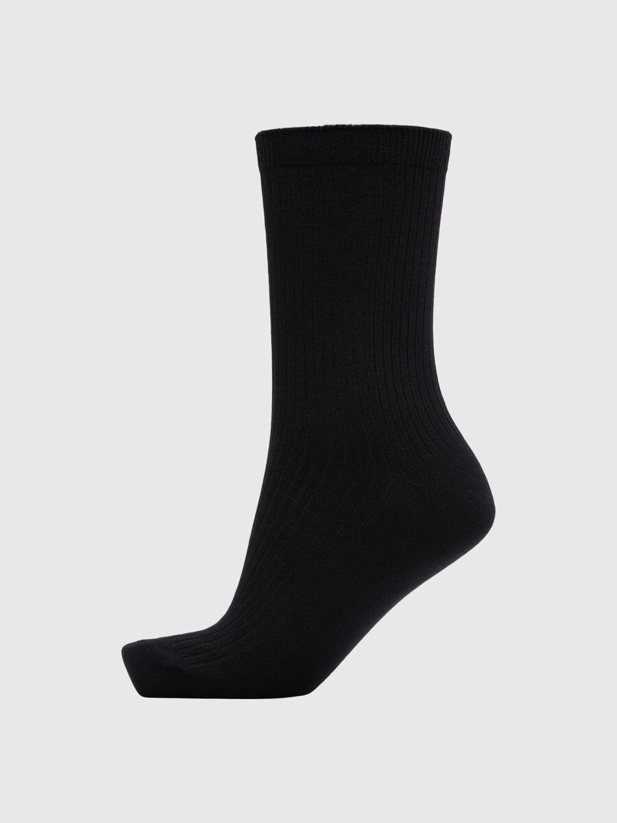 Selected BASIC RIBBED SOCKS, Black, highres - 16093439_Black_001.jpg