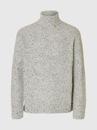 WOOL BLEND KNITTED PULLOVER, Moonstruck, highres