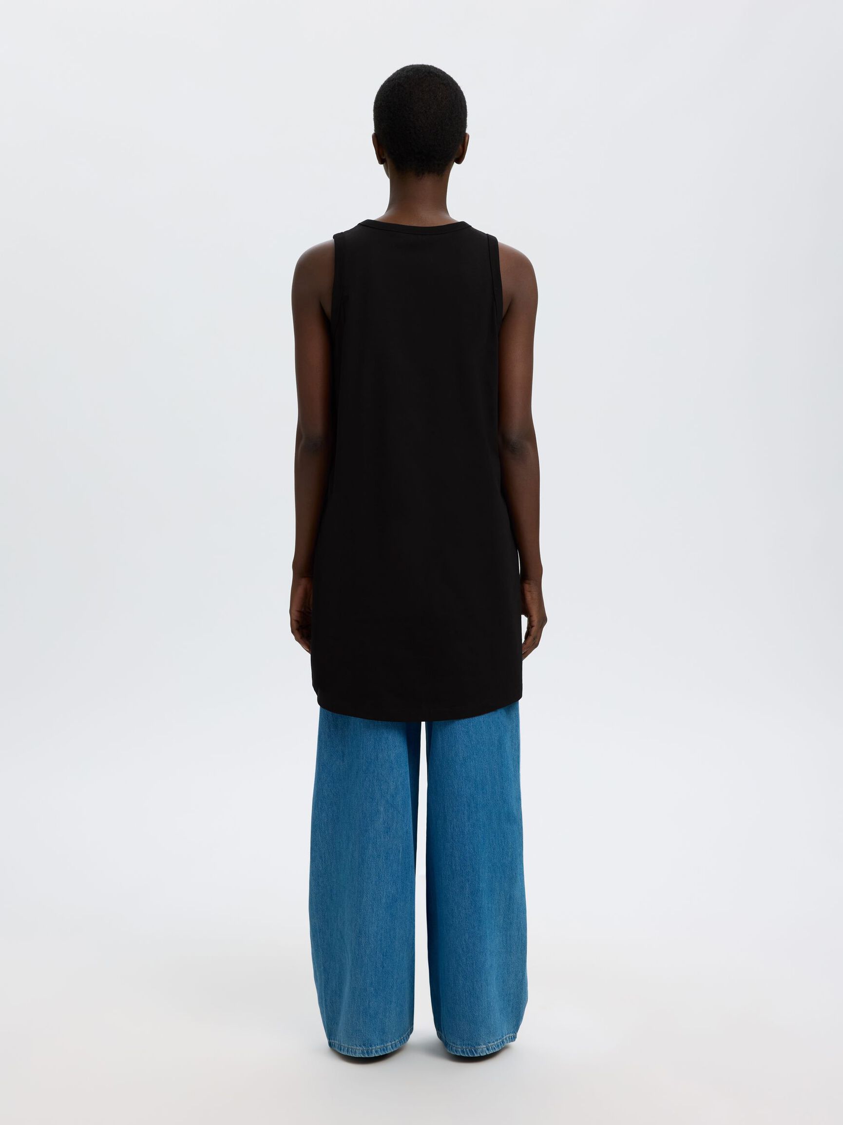 MINI ROBE SANS MANCHES, Black, highres