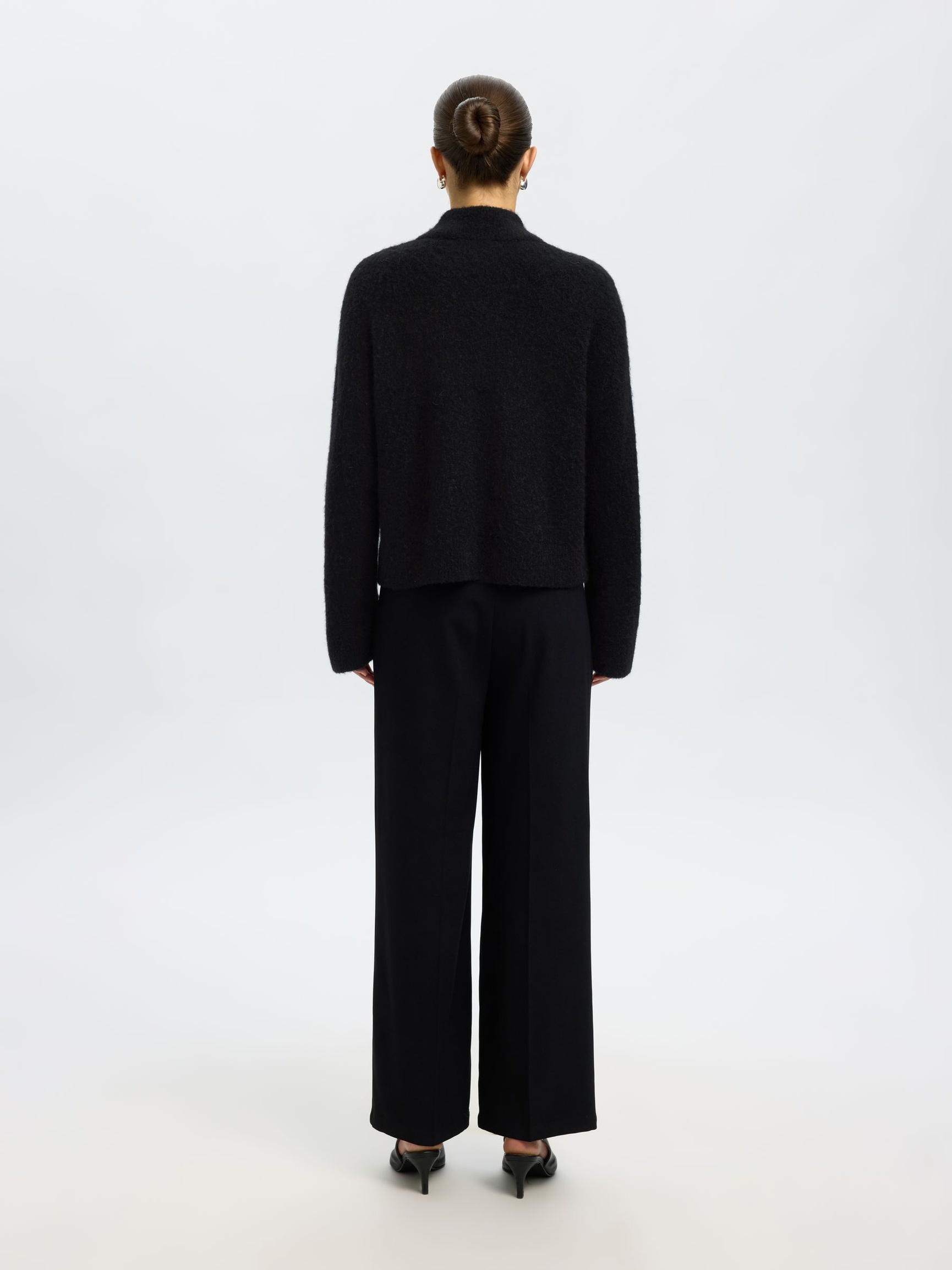 WOOL BLEND CARDIGAN, Black, highres