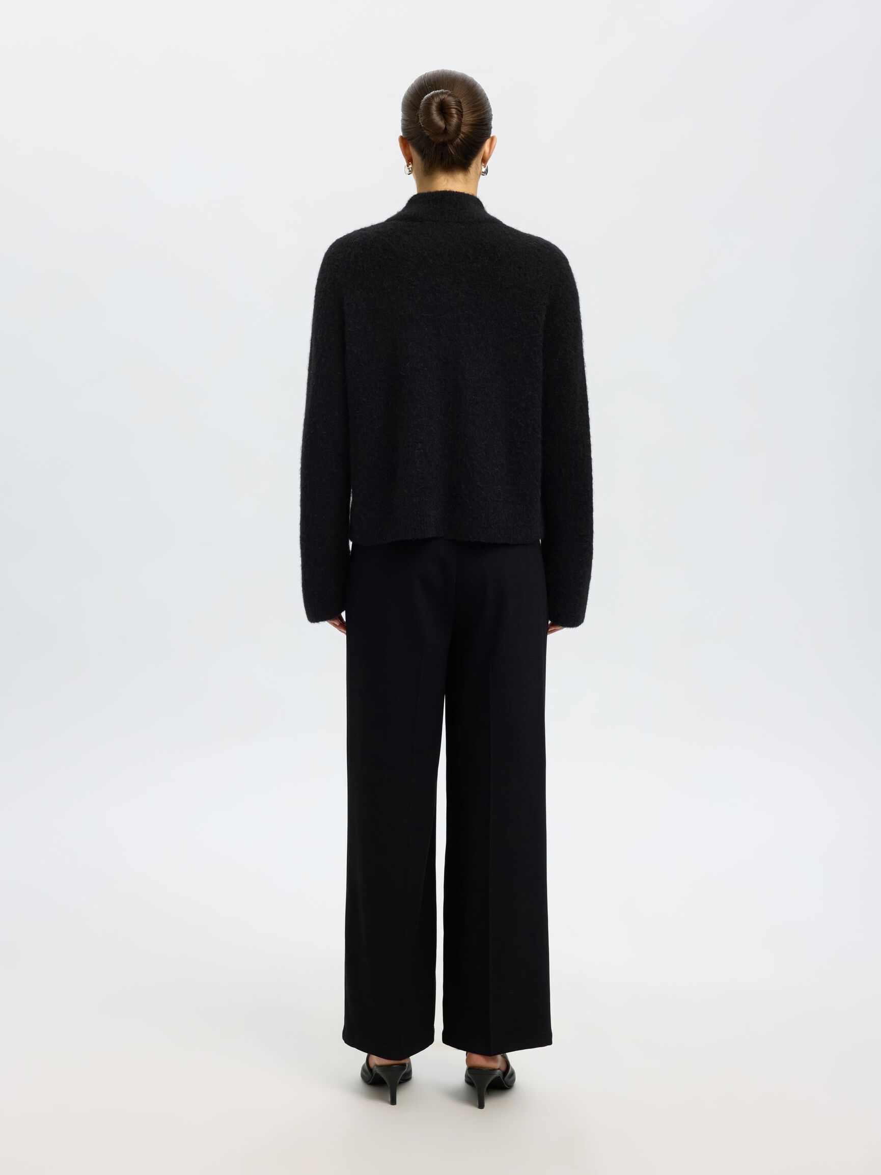 LAINE MÉLANGÉE CARDIGAN, Black, highres