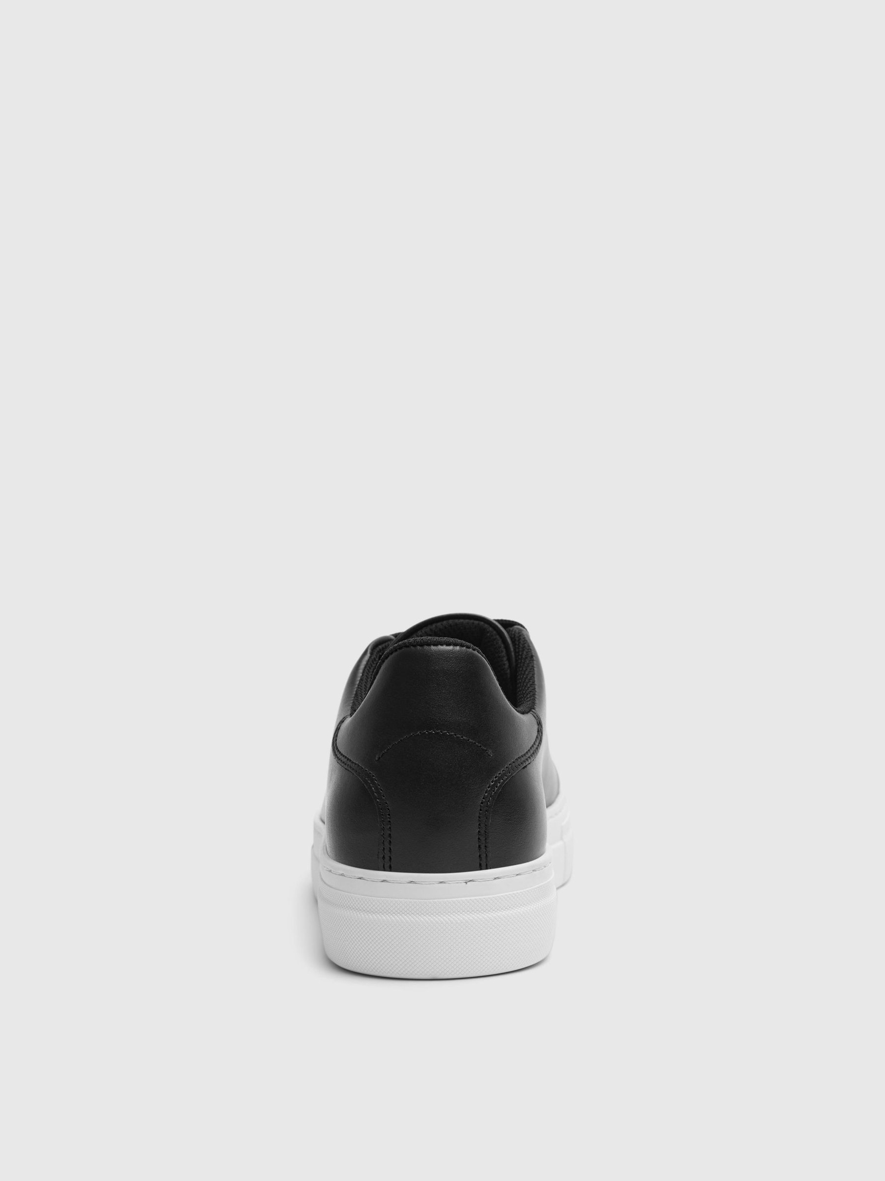 LEDER SNEAKERS, Black, highres