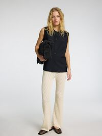 GEBREIDE HIGH-WAIST BROEK, Birch, highres