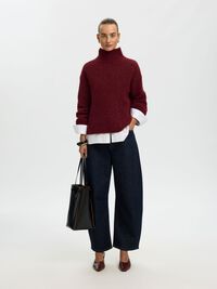 WOOL BLEND HIGH-NECK JUMPER, Tawny Port, highres