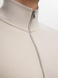 VISCOSE BLEND HALF ZIP SWEATSHIRT, Pure Cashmere, highres