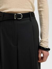 HIGH WAISTED WIDE-LEG TROUSERS, Black, highres