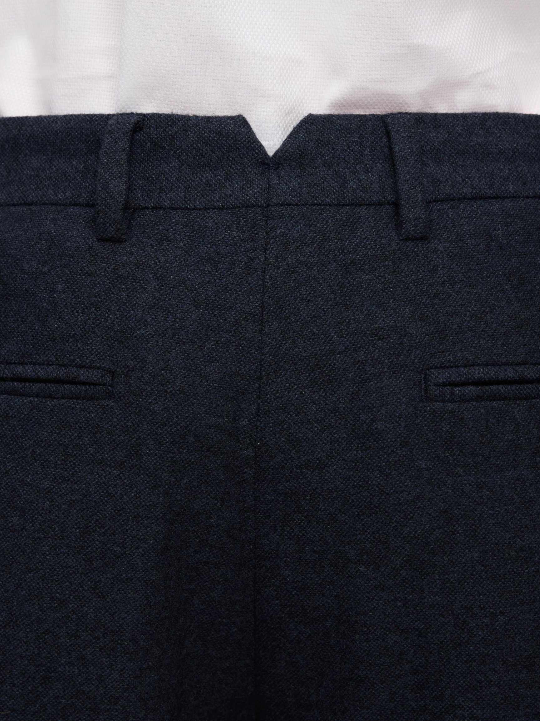 CHECKED WOOL BLEND TROUSERS, Dark Blue, highres