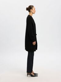 LONG KNITTED CARDIGAN, Black, highres