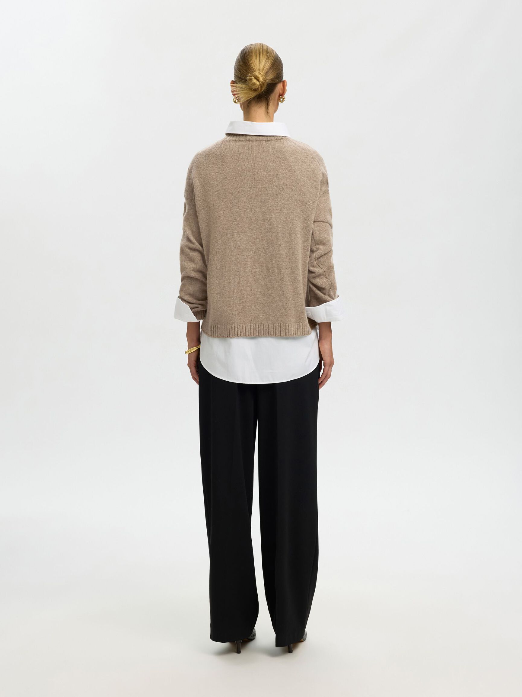 CASHMERE-BLANDING STRIKTRØJE, Irish Cream, highres